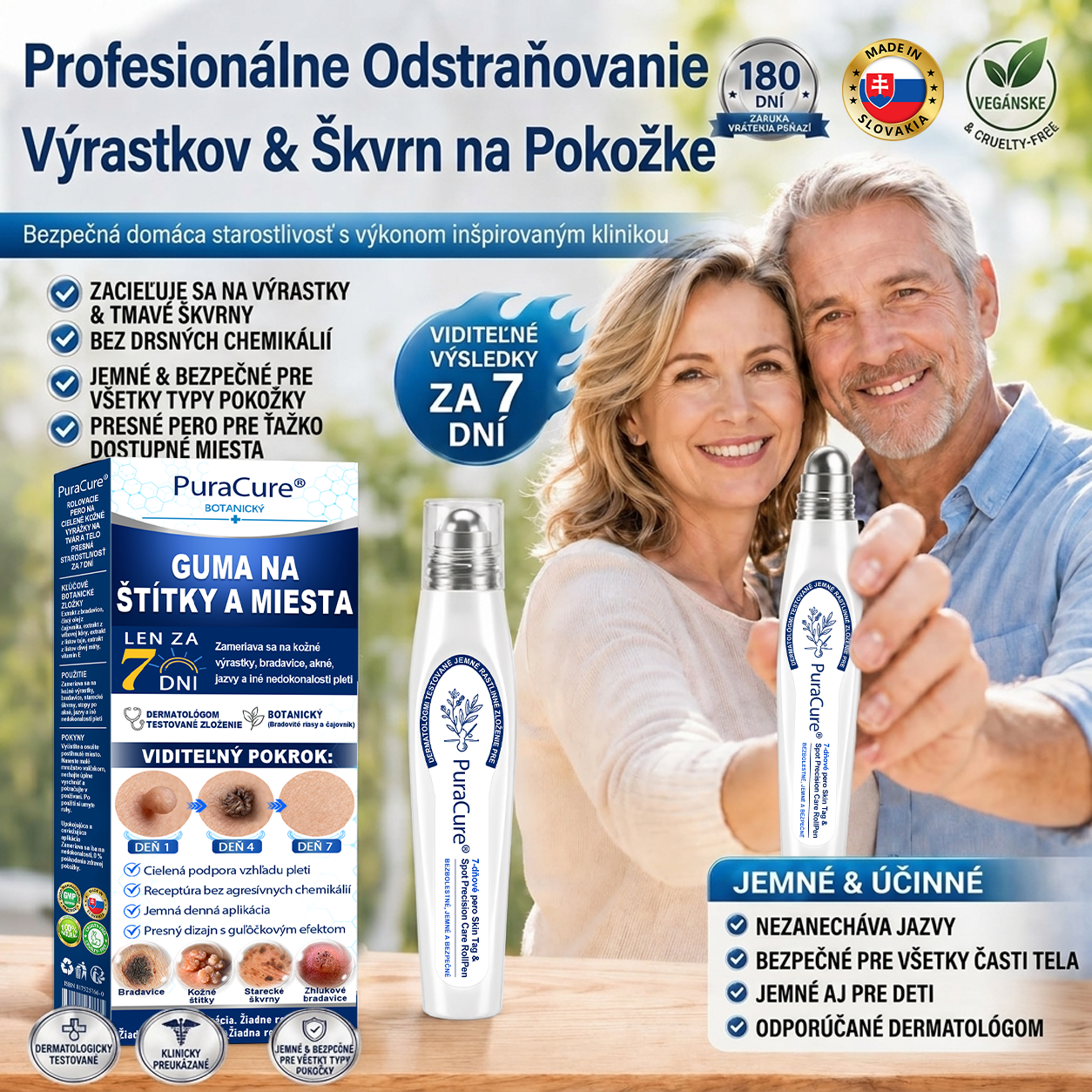 PuraCure® 👩‍⚕️ 7-dňové pero na odstraňovanie kožných výrastkov a znamienok – bezbolestný a bez jaziev, profesionálny valčekový aplikátor