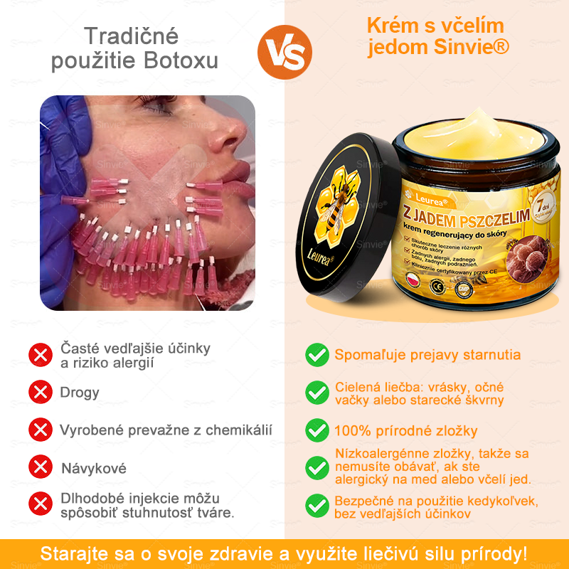 🌻 Sinvie® Krém na obnovu pokožky s včelím jedom 🔥 Odporúčané dermatológmi | Proti vráskam, pigmentovým škvrnám a ochabnutej pokožke – 50 ml