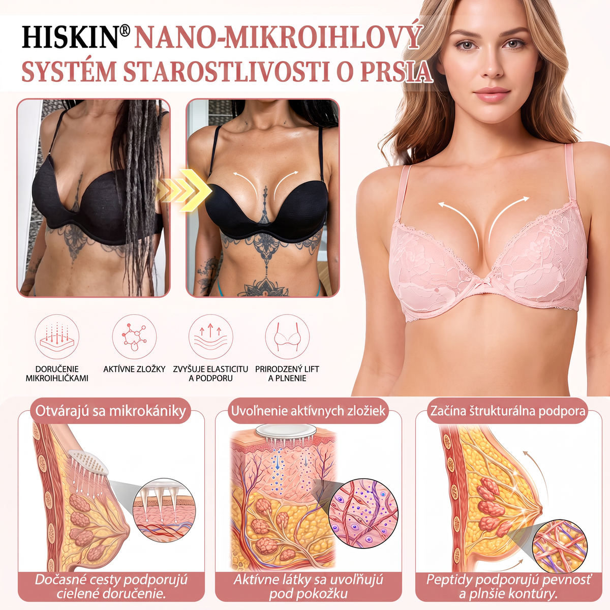 💕HISKIN® mikroihličkové náplasti na podporu plnšieho pevnejšieho a pozdvihnutejšieho vzhľadu poprsia a krajších kontúr | Jednoduchá každodenná starostlivosť o dekolt ✨
